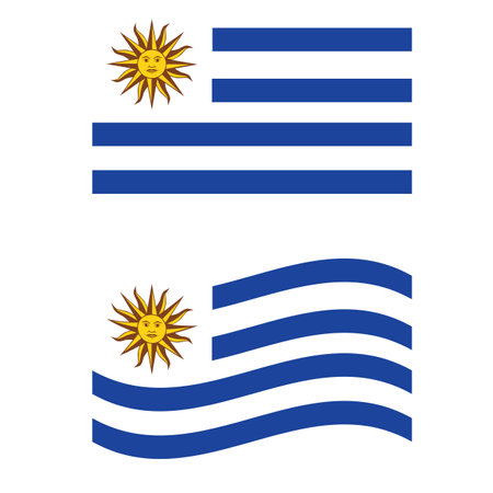 Waving flag of Uruguay. Uruguay flag on white background. flat style.のイラスト素材