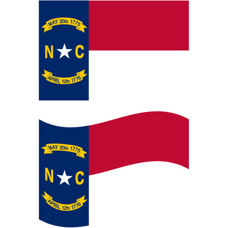 Waving flag of North Carolina State. North Carolina State flag on white background. flat style.のイラスト素材