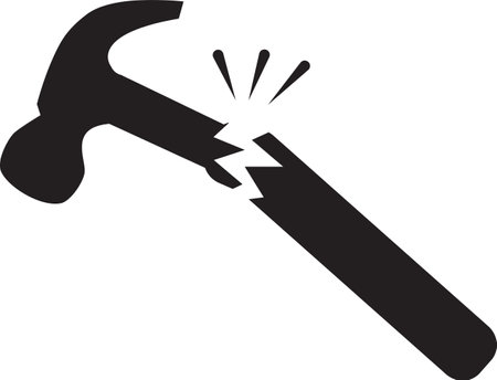 broken hammer icon on white background. broken equipment sign. flat style.のイラスト素材