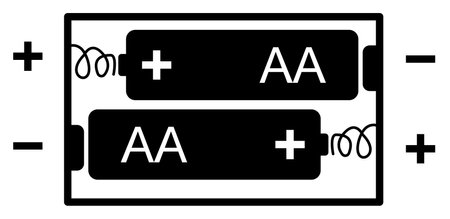 AA battery icon. AA battery box sign. AA battery holder case. flat style.のイラスト素材