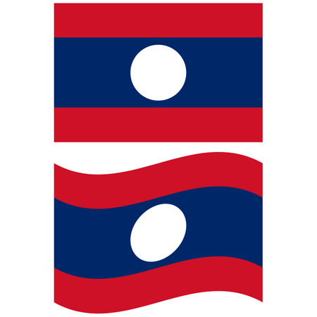 Waving flag of Laos. Laos flag on white background. flat style.のイラスト素材
