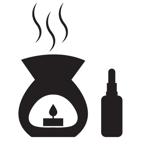 Aroma therapy icon. Aromatherapy sign. Essential oils with aroma lamp symbol. diffuser. flat style.のイラスト素材