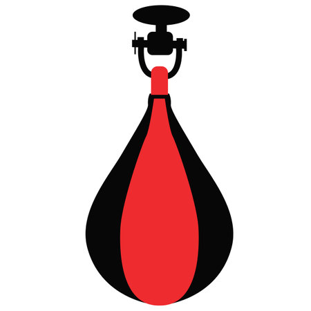 Punching boxing speed bag. Red and black punching symbol. Punching bag red sign. Sport equipment element for boxing. flat style.のイラスト素材
