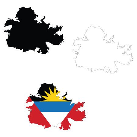 Map of Antigua. Antigua Island Map. Flag of Antigua maps territory. Outline map Antigua. flat style.のイラスト素材