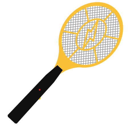 Electric mosquito swatter icon. Yellow Mosquito electric racket sign. flat style.のイラスト素材