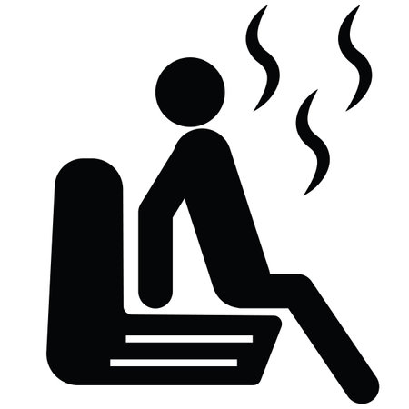man in sauna icon. Sauna with dry heat sign. Steam room symbol. flat style.のイラスト素材
