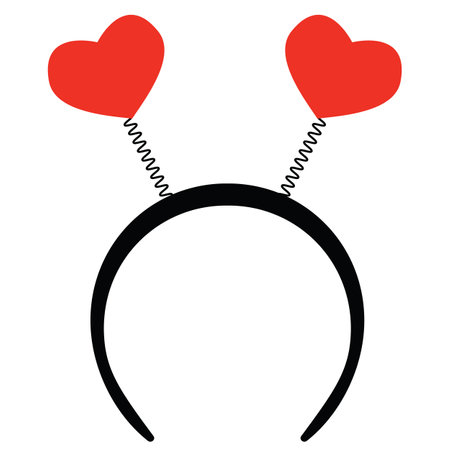 Headband with heart shape ears icon. Valentine day headbands with heart for party sign. Party time hair accessory symbol. flat style.のイラスト素材