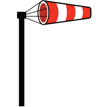 Windsock wind speed and direction chart icon. Windsock wind speed sign. Strong breeze flag up symbol. flat style.のイラスト素材