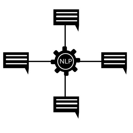 Natural language processing NLP icon. Neuro-linguistic programming sign. a natural language processing symbol. NLP language logo. flat style.のイラスト素材