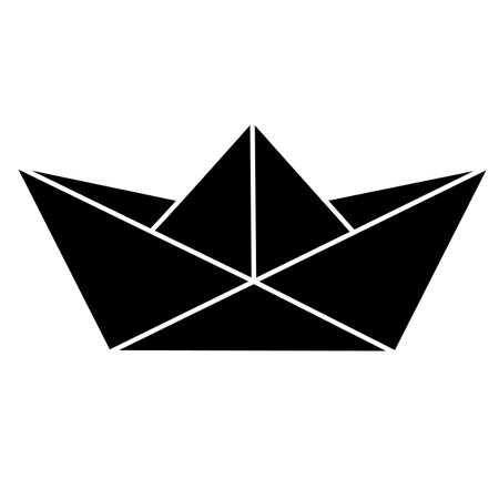 Paper boat icon. Origami paper ship sign. Origami boat symbol. flat style.のイラスト素材