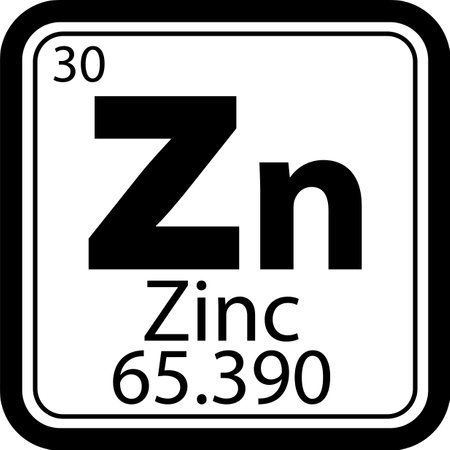 Zinc Zn chemical icon. The chemical element of the periodic table symbol. atomic number sign. flat style.のイラスト素材