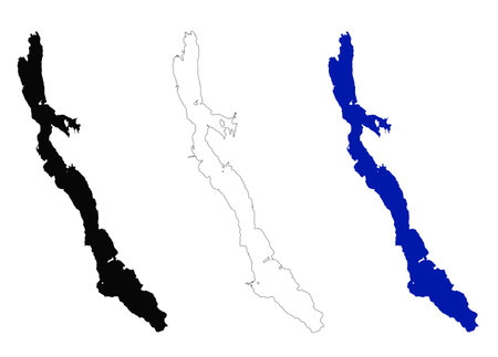 Long Lake icon. Long Lake Maine Map sign. Long Lake Outline. flat style.のイラスト素材