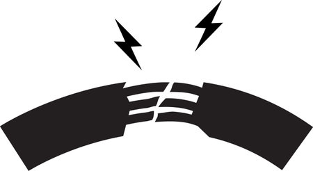 Cable break icon. Damaged wire sign. Loose connection logo. flat style.のイラスト素材
