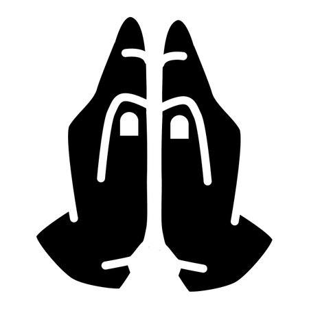 Praying hands icon. Hands folded in prayer sign. Black and white image of a praying hands symbol. flat style.のイラスト素材