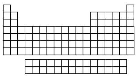 Empty periodic table of elements icon. Empty periodic table of elements in chemistry sign. Scientific resources for teachers and students symbol. flat style.のイラスト素材