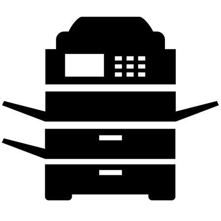 Copy machine icon. Office multifunction copier machine sign. Photocopier symbol. Multifunction printer logo. flat style.のイラスト素材