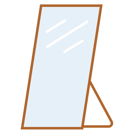 Floor mirror stand icon. Room floor big mirror stand sign. Home floor mirror symbol. flat style.のイラスト素材