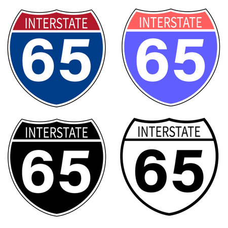 Interstate highway 65 road icon. Interstate highway 65 road sign. black Interstate highway 65 road symbol. flat style.のイラスト素材