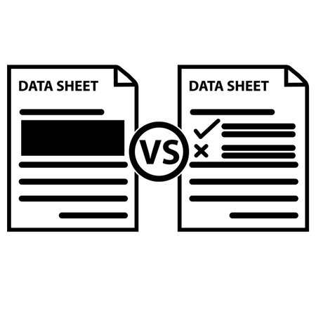 compare icon. two file difference analysis sign. data sheet document comparison symbol. comparison of different file formats. flat style.のイラスト素材