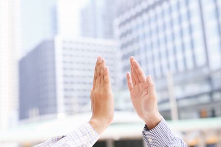Businessmen agree to work together for success and reach their goals.