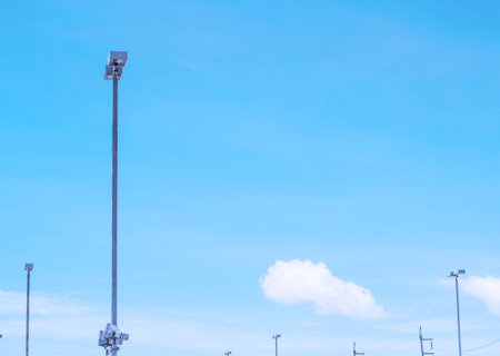 Soft light blue sky with Street Lampsの写真素材