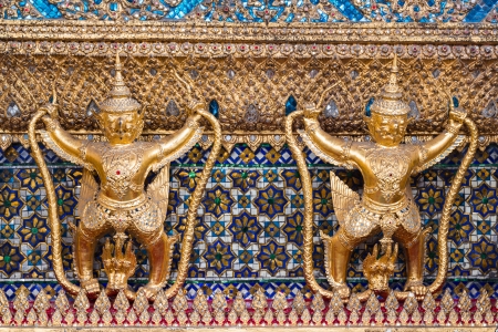 Garuda and Nagas, at the outside of the ubosot of Wat Phra Kaeo in Bangkok, Thailand  Temple of the Emerald Buddha の写真素材