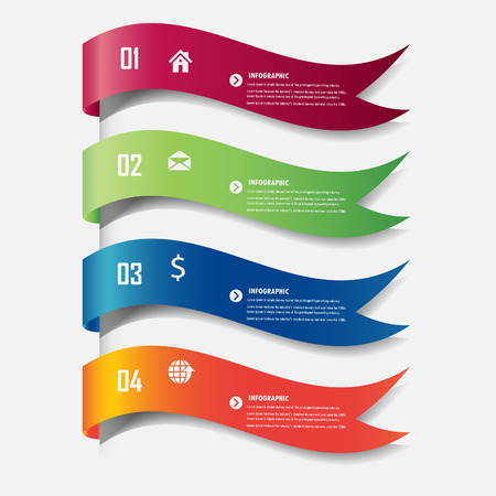 infographics design element label or banner can be used for workflow layout numbered banners step up option graphic or website layout vectorのイラスト素材
