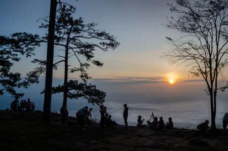 sunrise at Phu Kradueng national park, Thailandの写真素材