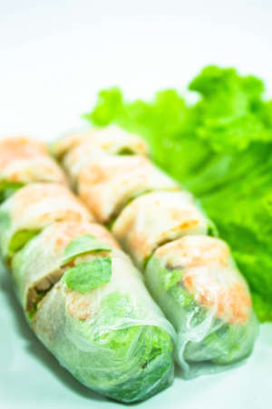 vietnamese food  pork   shrimp salad rollsの写真素材