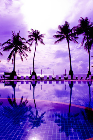 Hotel swimming pool with sunny reflectionsのeditorial素材