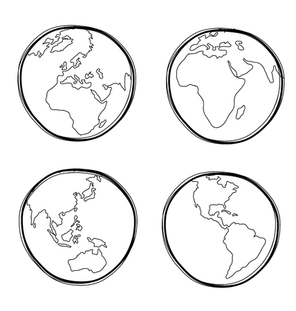 Vector illustration of  hand-drawn globalのイラスト素材