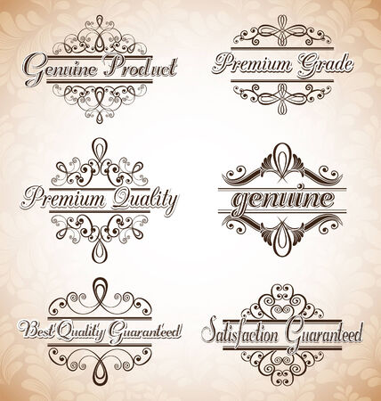 vector set of calligraphic design elements and page decorationのイラスト素材