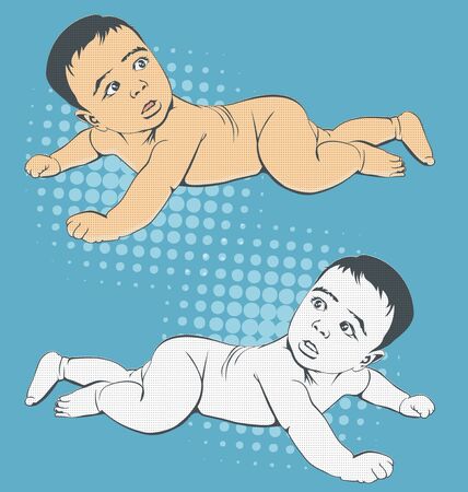 Vector illustration of crawling babyのイラスト素材