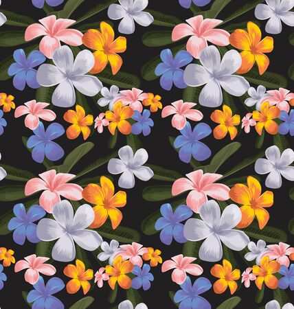 Vector Illustration of plumeria floral seamless patternのイラスト素材