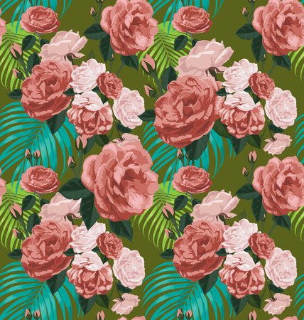 Illustration of rose seamless patternのイラスト素材