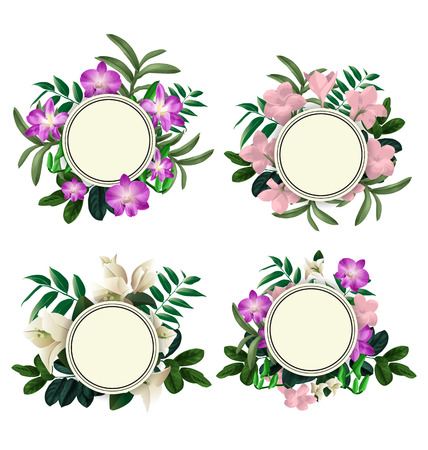 Illustration of  tropical floral bunch with copy spaceのイラスト素材