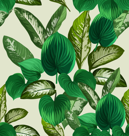 Illustration of Dieffenbachia leaf seamless patternのイラスト素材