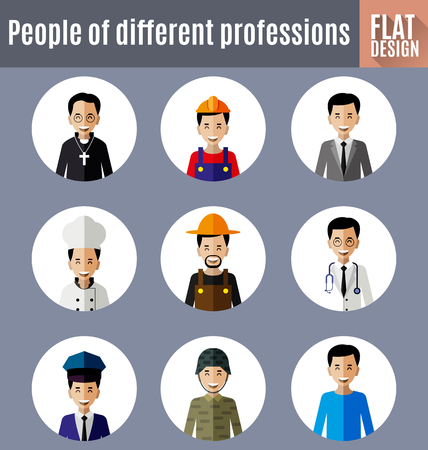 Set of different professions in avatar flat design.のイラスト素材
