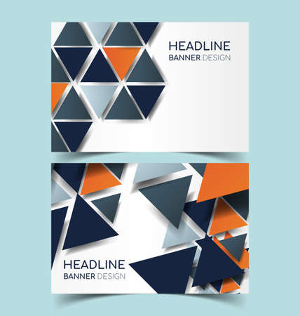 Set of abstract  horizontal banners with geometric shape.のイラスト素材