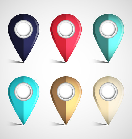 Set of Map Pin Icons with Shadow Isolated on White Background.のイラスト素材