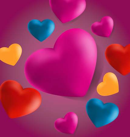 Realistic Valentine Hearts in pink Background . Vector Illustrationのイラスト素材