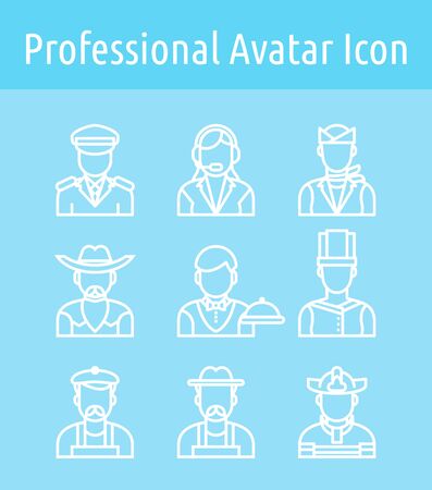 Set of professional avatar  linear  icon.のイラスト素材