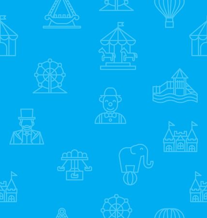 Vector illustration of amusement park seamless patternのイラスト素材