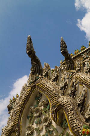 Roof old temple in grand palace bangkok thailandの写真素材