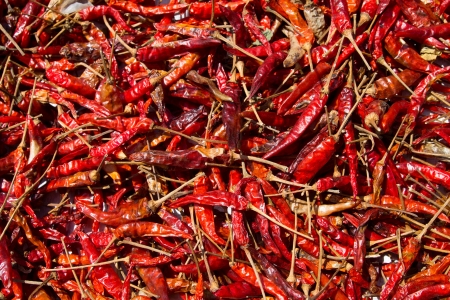 close up dry red chili pepper can use as backgroundの写真素材