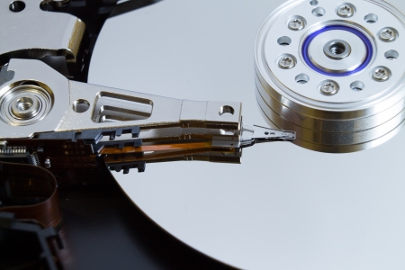 Close up of modern opened hard disk driveの写真素材
