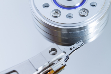Close up of modern opened hard disk driveの写真素材