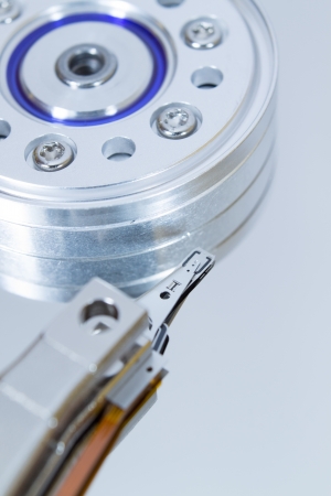 Close up of modern opened hard disk driveの写真素材