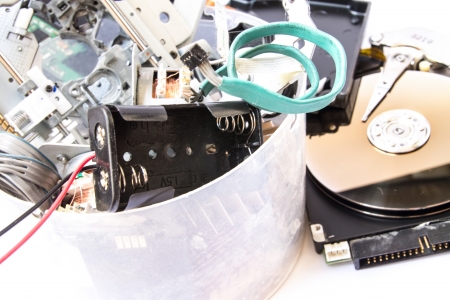 Small heap of mixed electronic waste.の写真素材