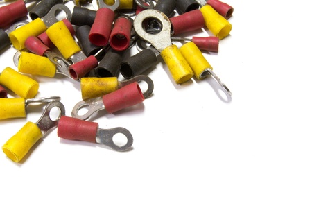 Crimp terminals ( solderless terminals )on a white backgroundの写真素材